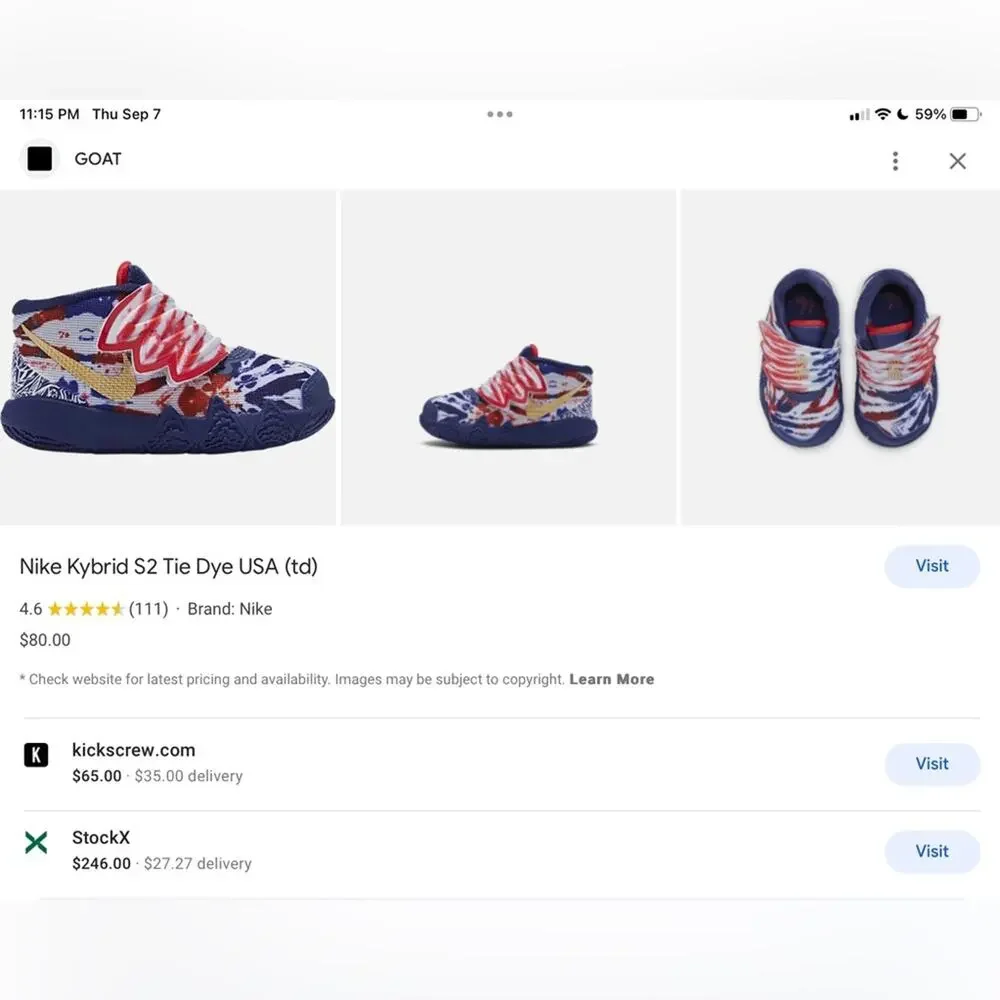 Nike Kybrid S2 Tie Dye USA, 6C  Easy On Sneakers USA Patriotic July 4 w/ box EUC